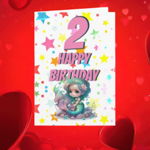 Carte d'anniversaire de la sirène rose