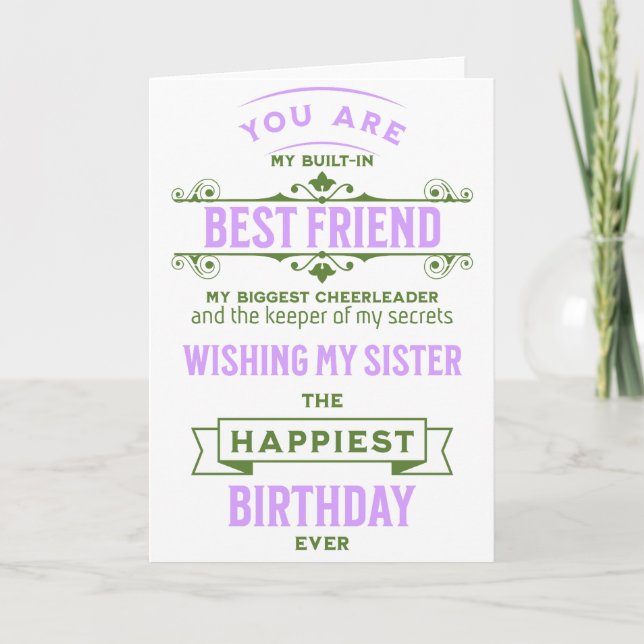 Carte d'anniversaire de la soeur Best Friend (Devant)