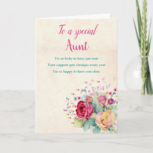 Carte d'anniversaire de la tante Florale