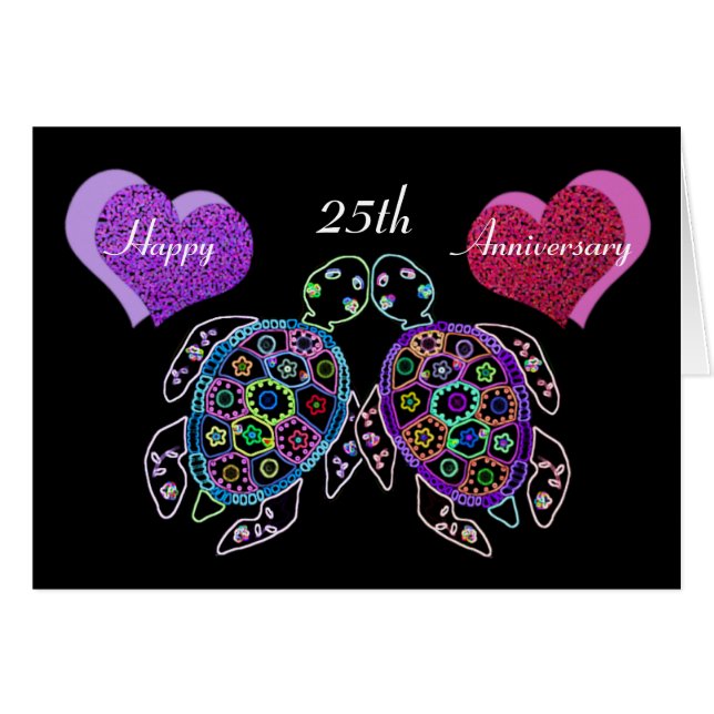 Carte d'anniversaire de la Tortue de mer 25e (Devant Horizontal)