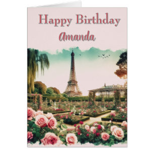 Carte d'anniversaire de la Tour Eiffel du jardin d