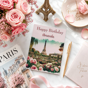 Carte d'anniversaire de la Tour Eiffel du jardin d