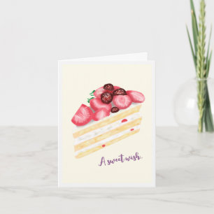 Carte d'anniversaire de la tranche de gâteau aux f