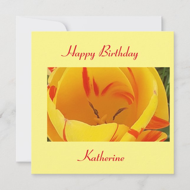 Carte d'anniversaire de la Tulipe jaune printemps (Devant)