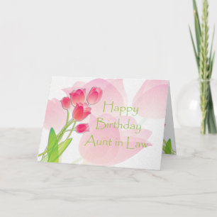 Carte d'anniversaire de la tulipe rose pour tante