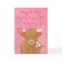 Carte d'anniversaire de la vache des Highlands mig