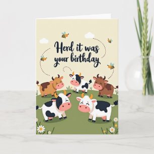 Carte d'anniversaire de la vache joyeuse