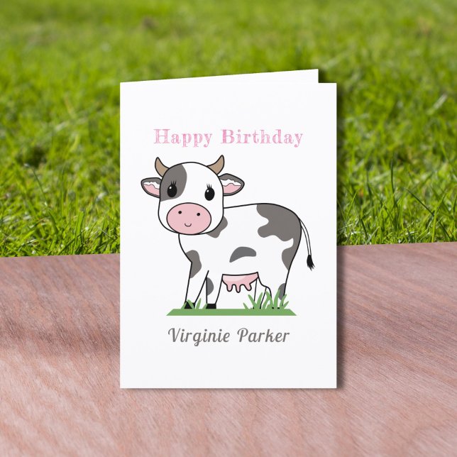 Carte d'anniversaire de la Vache mignonne (Cute Cow Birthday Card )