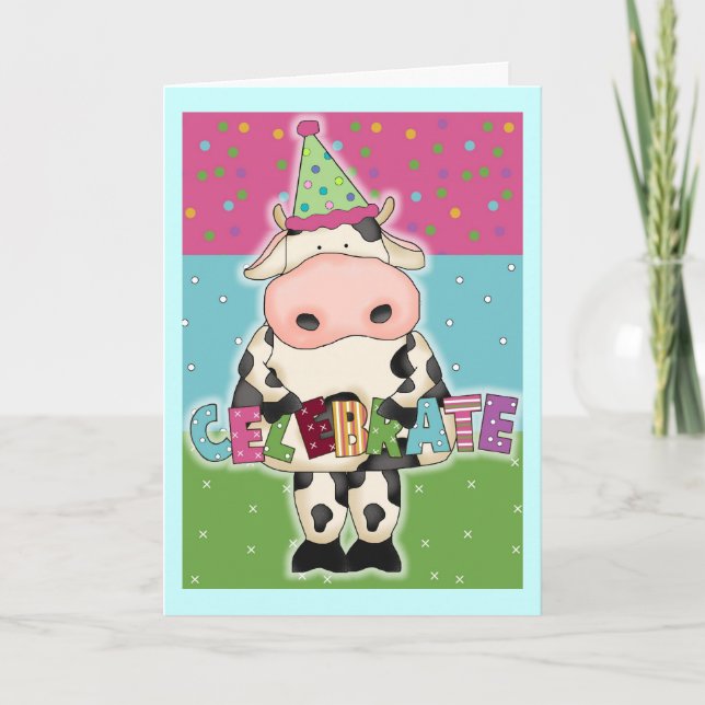 Carte d'anniversaire de la vache sainte (Devant)