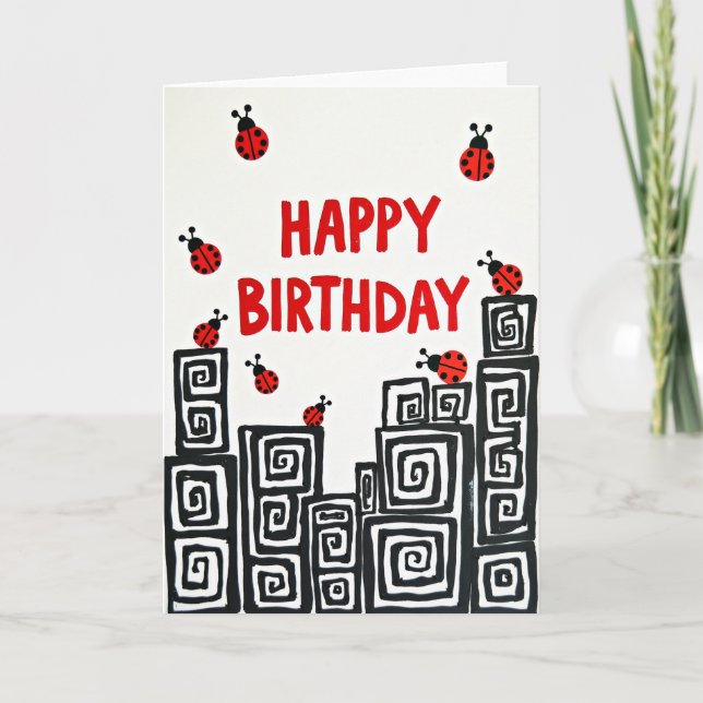 Carte d'anniversaire de la ville fantaisiste (Devant)