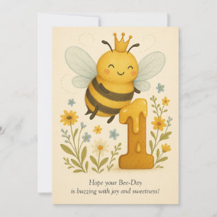 Carte d'anniversaire de l'abeille mignonne 1er