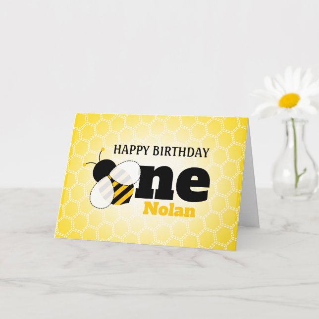Carte d'anniversaire de l'abeille mignonne 1er (Petite plante)