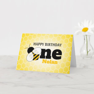 Carte d'anniversaire de l'abeille mignonne 1er