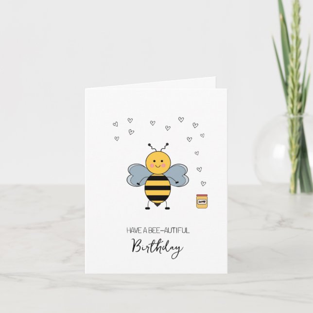 Carte d'anniversaire de l'abeille mignonne, amusan (Devant)