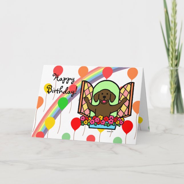 Carte d'anniversaire de Labrador de chocolat (Devant)