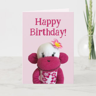 Carte d'anniversaire de l'Aloha Sock Monkey