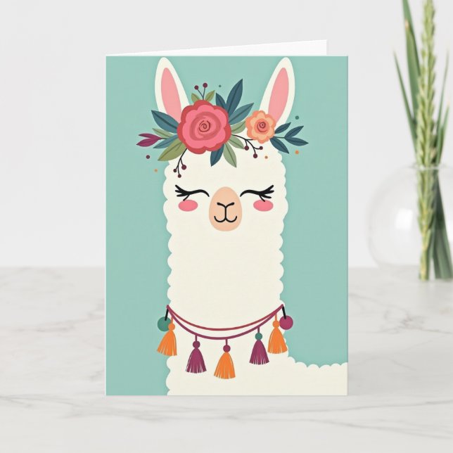 Carte d'anniversaire de lama doux (Devant)
