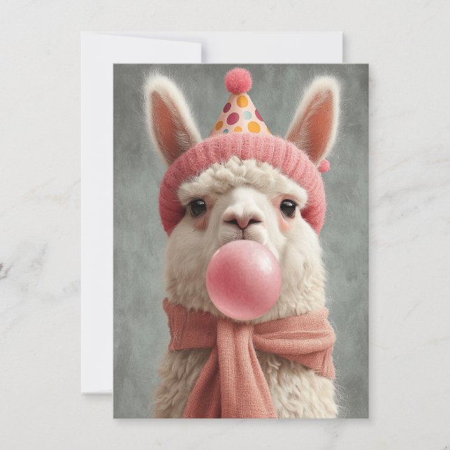 Carte d'anniversaire de lama mignonne (Devant)