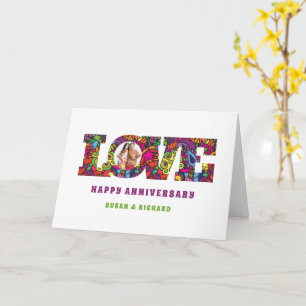 Carte d'anniversaire de l'amour des années 1960