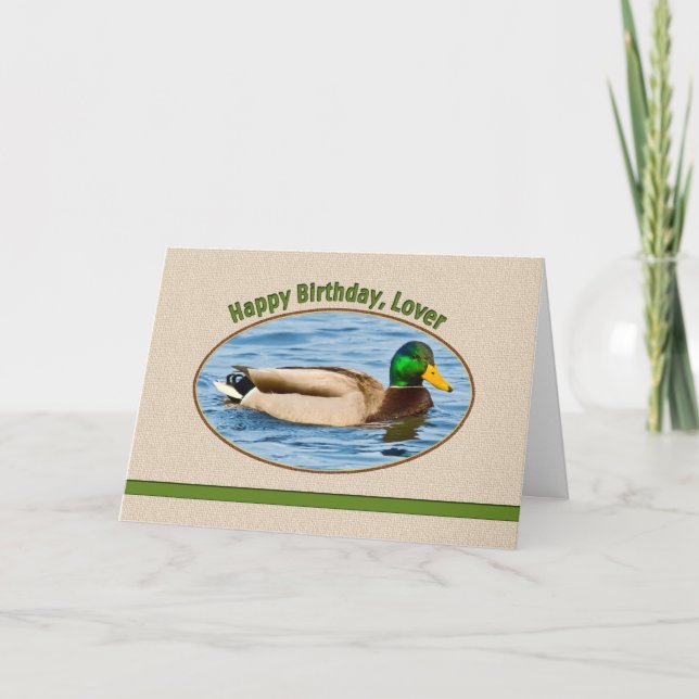 Carte d'anniversaire de l'amoureux avec Canard Maj (Devant)