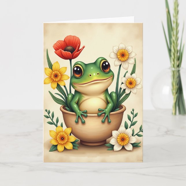 Carte d'anniversaire de l'amphibien joyeux (Devant)
