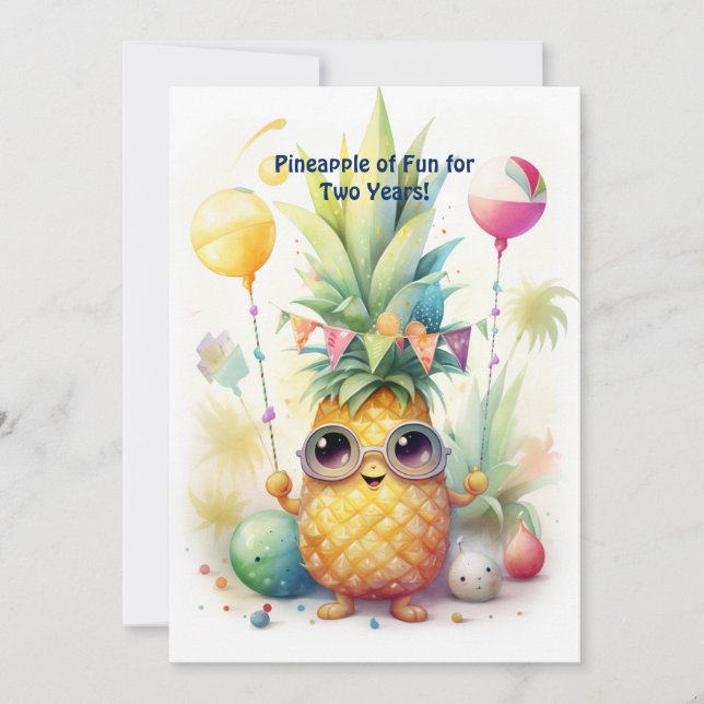 Carte d'anniversaire de l'ananas tropical (Devant)