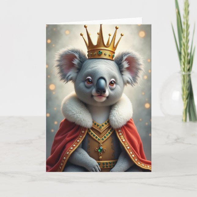 Carte d'anniversaire de l'animal couronné royal (Devant)
