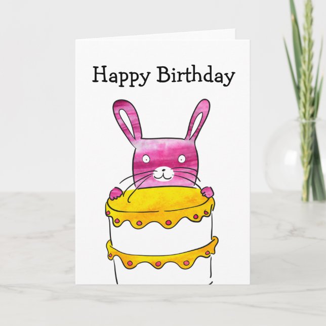 Carte d'anniversaire de lapin (Devant)