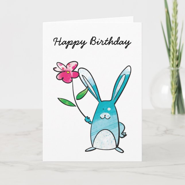 Carte d'anniversaire de lapin (Devant)