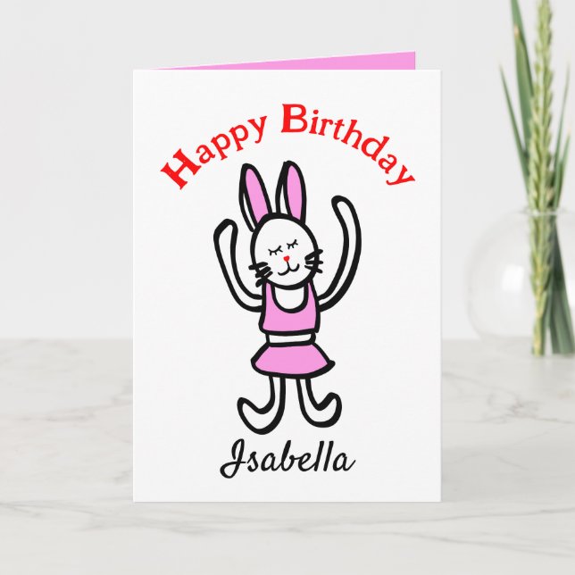 Carte d'anniversaire de lapin avec personnalisatio (Devant)