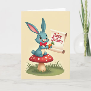 Carte d'anniversaire de lapin joyeux
