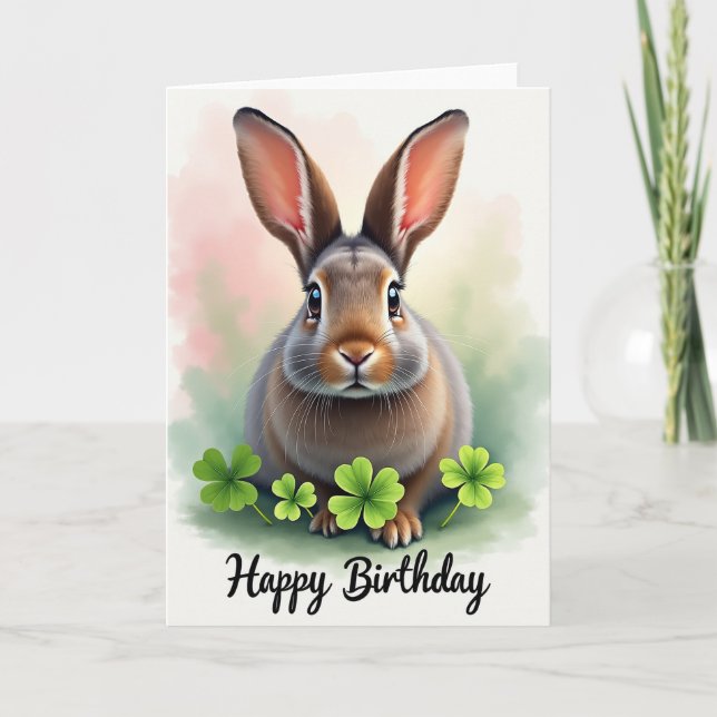 Carte d'anniversaire de lapin joyeux (Devant)