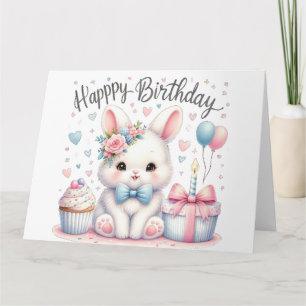 Carte d'anniversaire de lapin mignon