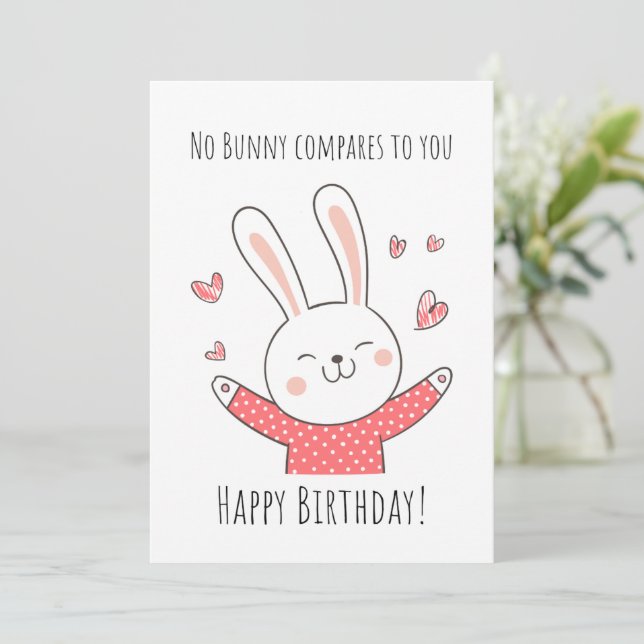 carte d'anniversaire de lapin mignon  (Debout devant)