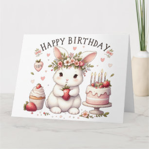 Carte d'anniversaire de lapin mignon