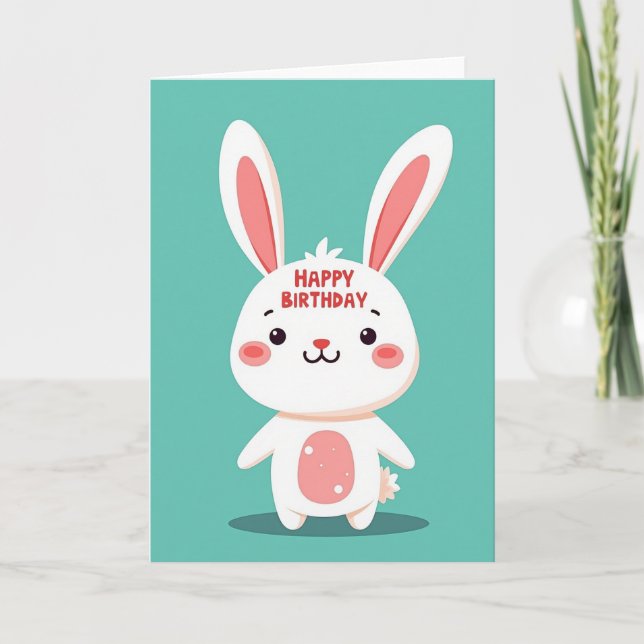 Carte d'anniversaire de lapin mignon (Devant)