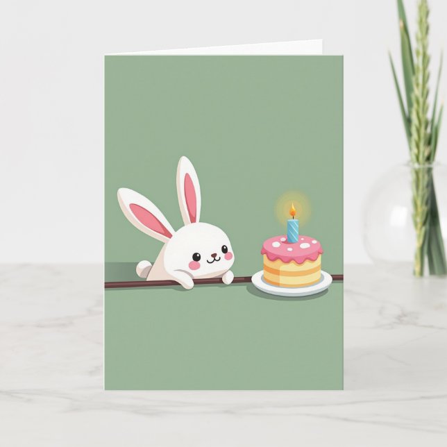 Carte d'anniversaire de lapin qui regarde (Devant)