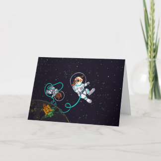 Carte d'anniversaire de lapins spatiaux
