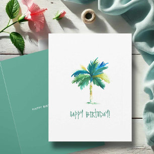 Carte d'anniversaire de l'aquarelle Tropical Palm 
