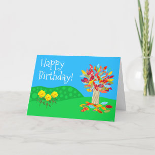 Carte d'anniversaire de l'arbre d'automne nouvelle