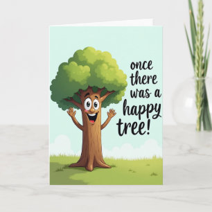 Carte d'anniversaire de l'arbre souriant joyeux
