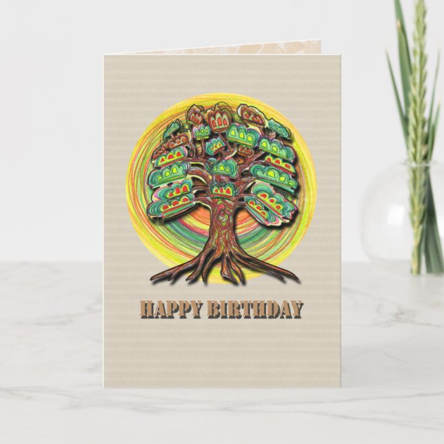 Carte d'anniversaire de l'arbre vibrant (Devant)