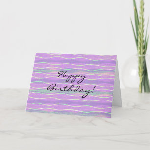 Carte d'anniversaire de l'art rayé violet Aqua