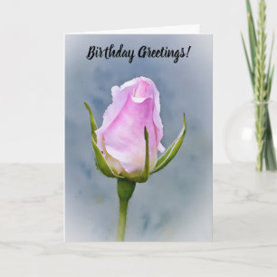 Carte d'anniversaire de l'Art rose Bud