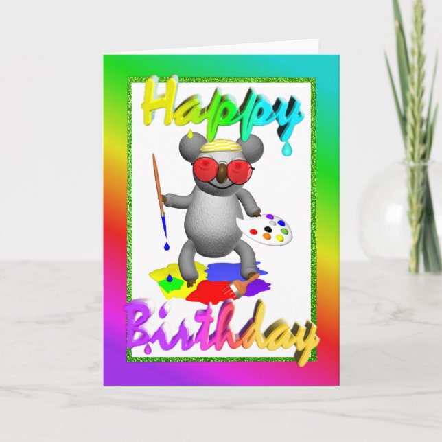 Carte d'anniversaire de l'artiste Koala (Devant)