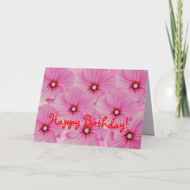 Carte d'anniversaire de Lavatera rose (Devant)