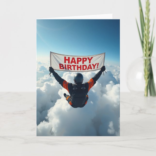Carte d'anniversaire de l'aventurier du ciel (Devant)