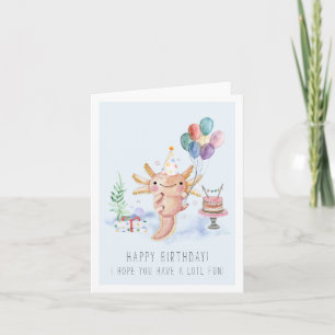 Carte d'anniversaire de l'Axolotl Aquarelle