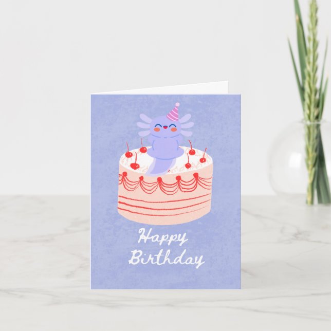 Carte d'anniversaire de l'axolotl mignonne (Devant)