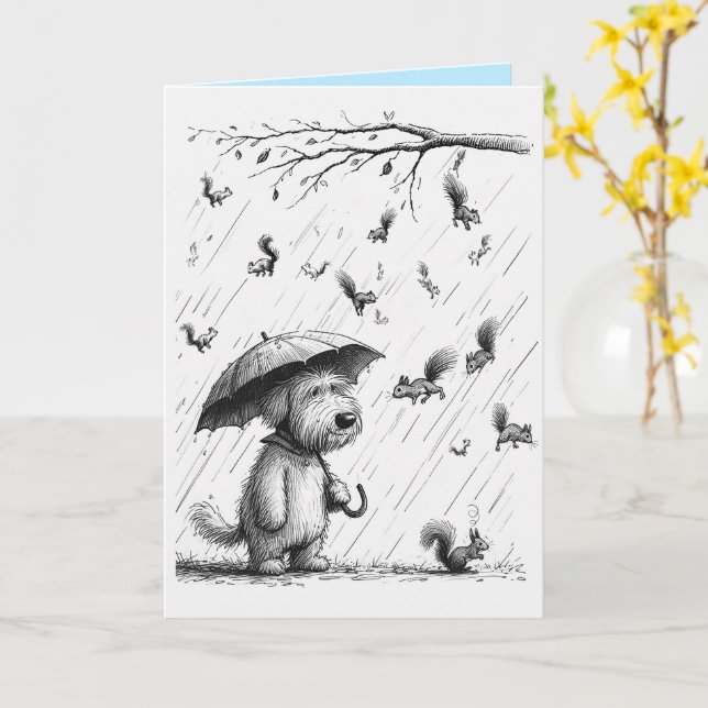 Carte d'anniversaire de l'écureuil drôle du chien (Fleur jaune)